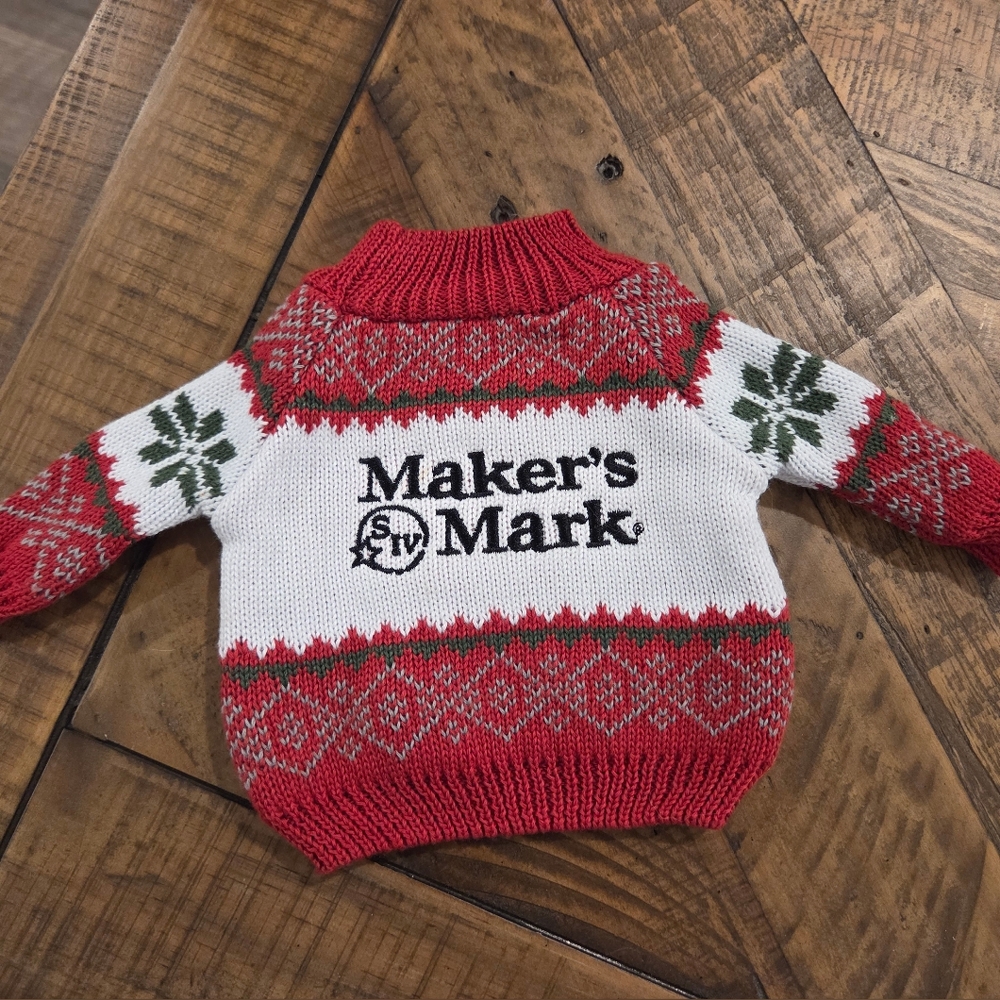 Maker's Mark Christmas Knit Bottle Sweater